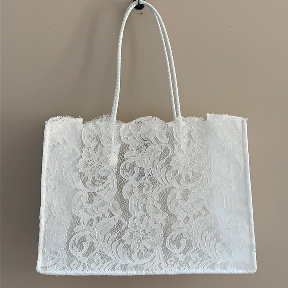 Ermanno Scervino Handbags - Ermanno Scervino white lace tote bridal bag